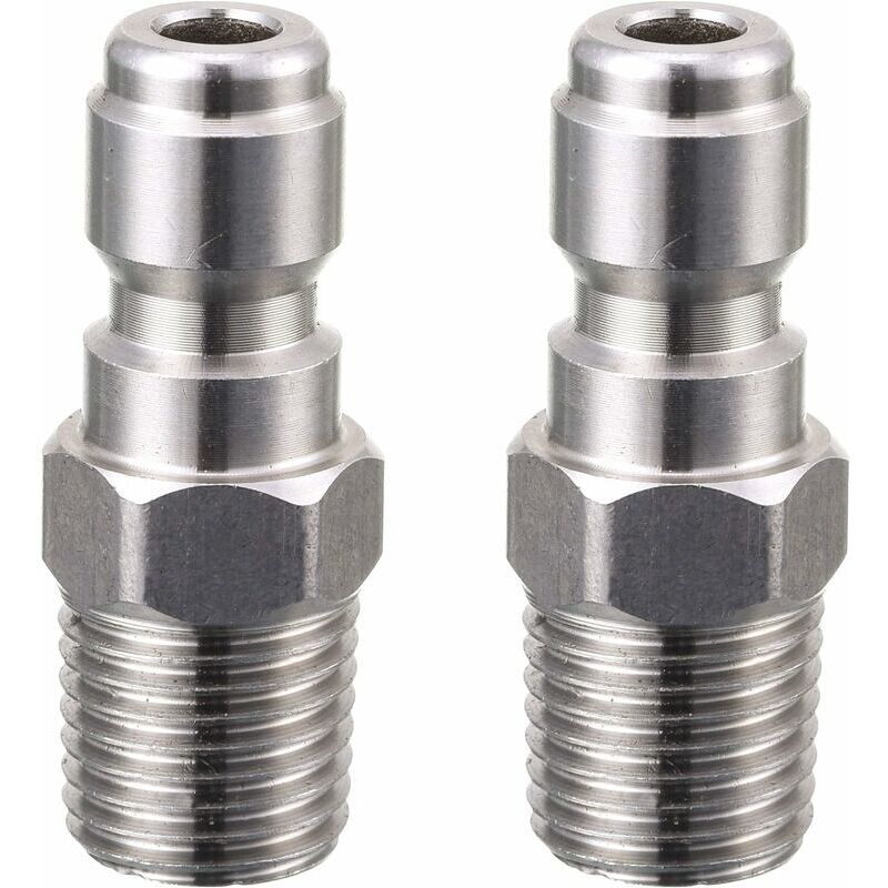 foto del prodotto adattatore per idropulitrice da 2 pezzi, raccordo npt maschio da 1 4 di pollice, spina a connessione rapida, accoppiatore in acciaio inossidabile 304