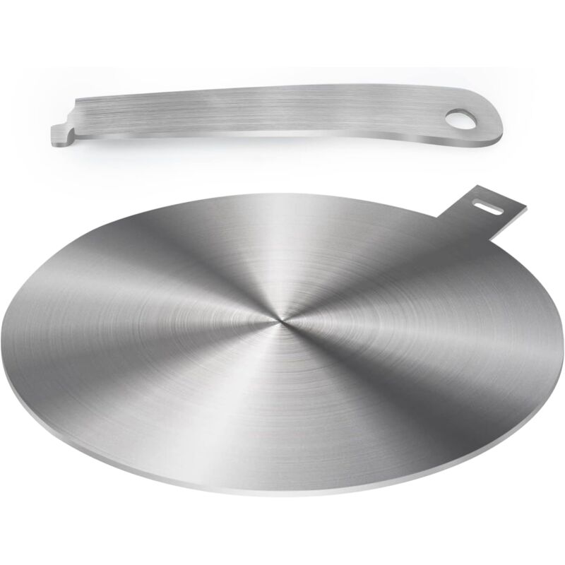 foto del prodotto adattatore per induzione, disco convertitore per piano cottura a induzione, piastra di distribuzione del calore, con manico e base rimovibili 24 cm 