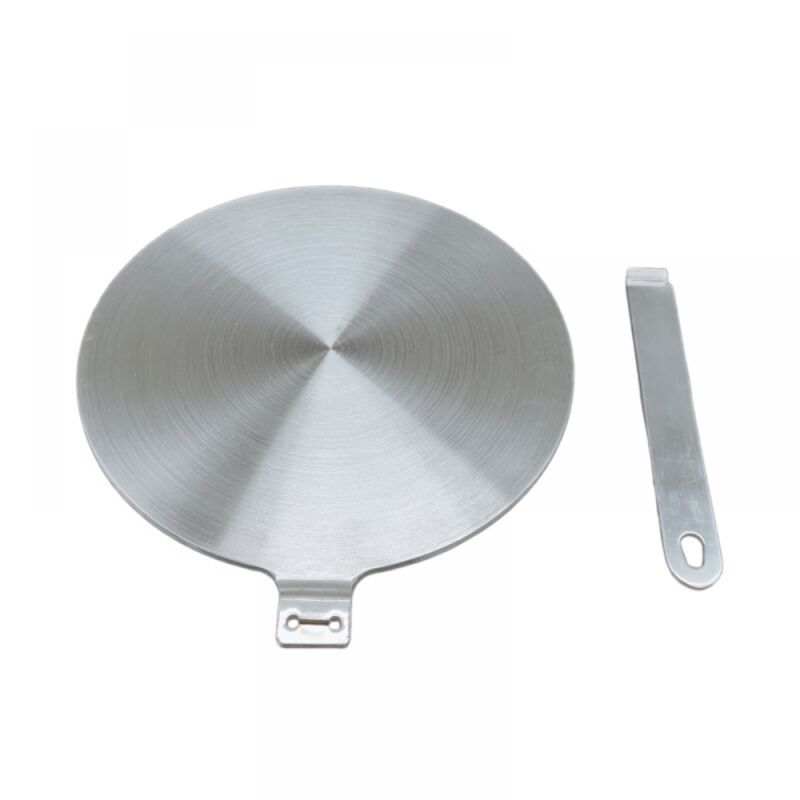 foto del prodotto adattatore per induzione, disco convertitore per piano cottura a induzione, piastra diffusore di calore con manico staccabile e base 20 cm