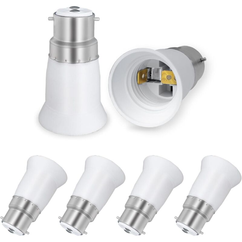 foto del prodotto adattatore per lampadina led da b22 a e27, ca 230 v, adattatori di conversione per passare da b22 a e27, attacco a baionetta a vite, confezione da 4