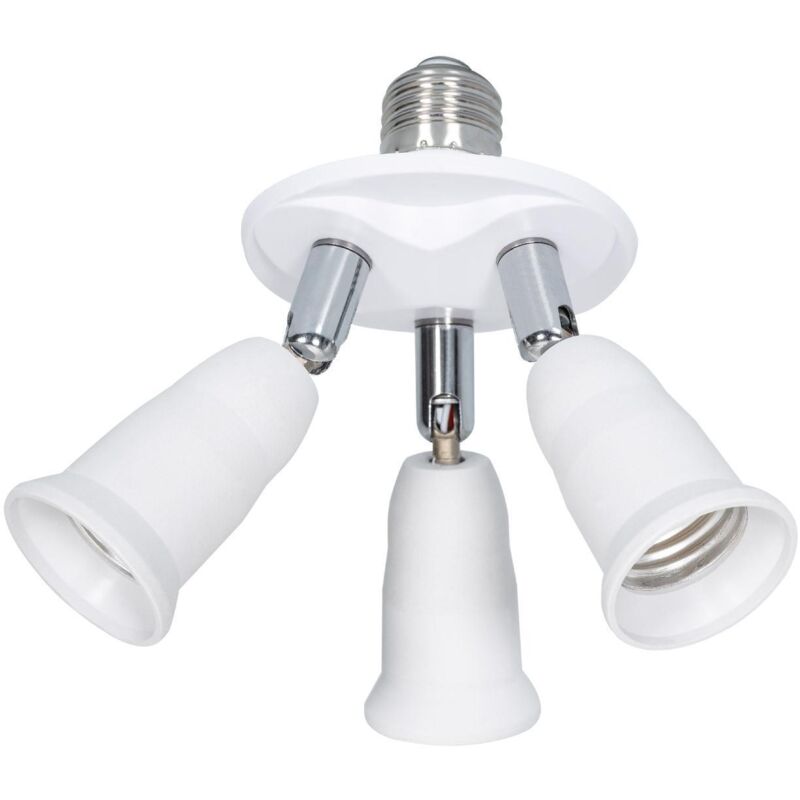 foto del prodotto adattatore per lampadine da 1 e27 a 3 e27 bianco