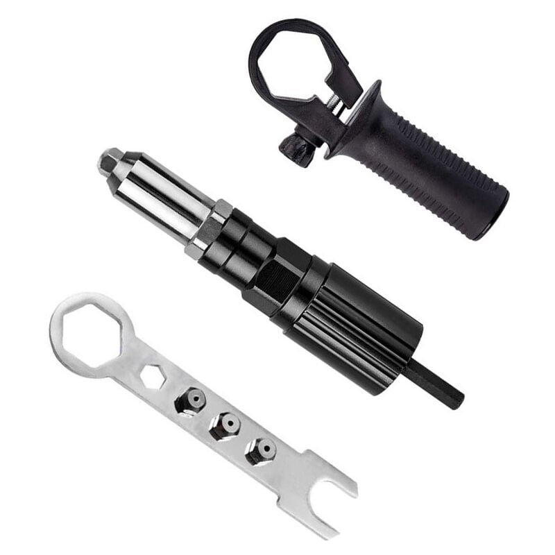 foto del prodotto adattatore per pistola rivettatrice elettrica alloggiamento in alluminio impugnatura antiscivolo trapano a batteria