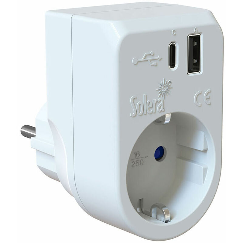 foto del prodotto adattatore per prese solera 860usbac 250 v 16 a usb usb c
