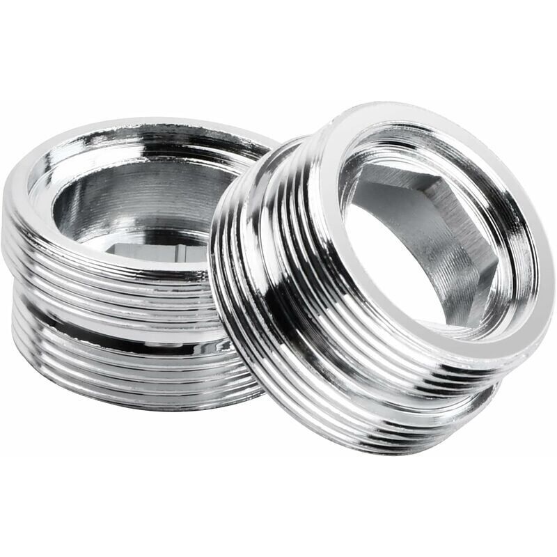 foto del prodotto adattatore per rubinetto con filettatura maschio da 2 pezzi, connettore per aeratore per rubinetto in metallo, adattatore in alluminio per adattatore