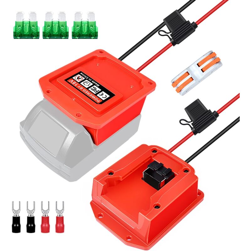 foto del prodotto adattatore per ruota elettrica per batteria milwaukee m18 da 18 v con fusibile, connettore di alimentazione per auto rc, robotica, camion rc,