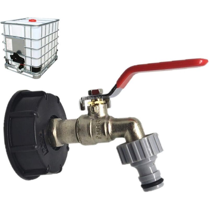 foto del prodotto adattatore per serbatoio ibc in ottone crediri s60 x 6, connettore per tubo flessibile del rubinetto, raccordo di uscita per adattatore di