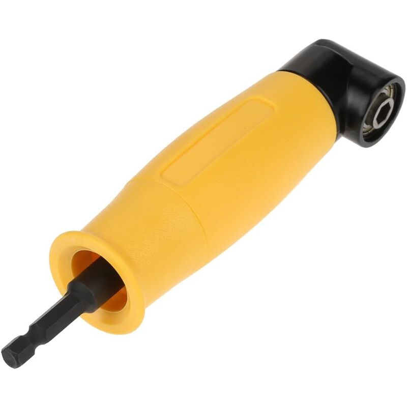 foto del prodotto adattatore per trapano ad angolo retto da 90 gradi, cacciavite angolare giallo, attacco esagonale da 6,35 mm, con portapunte magnetico sollbry