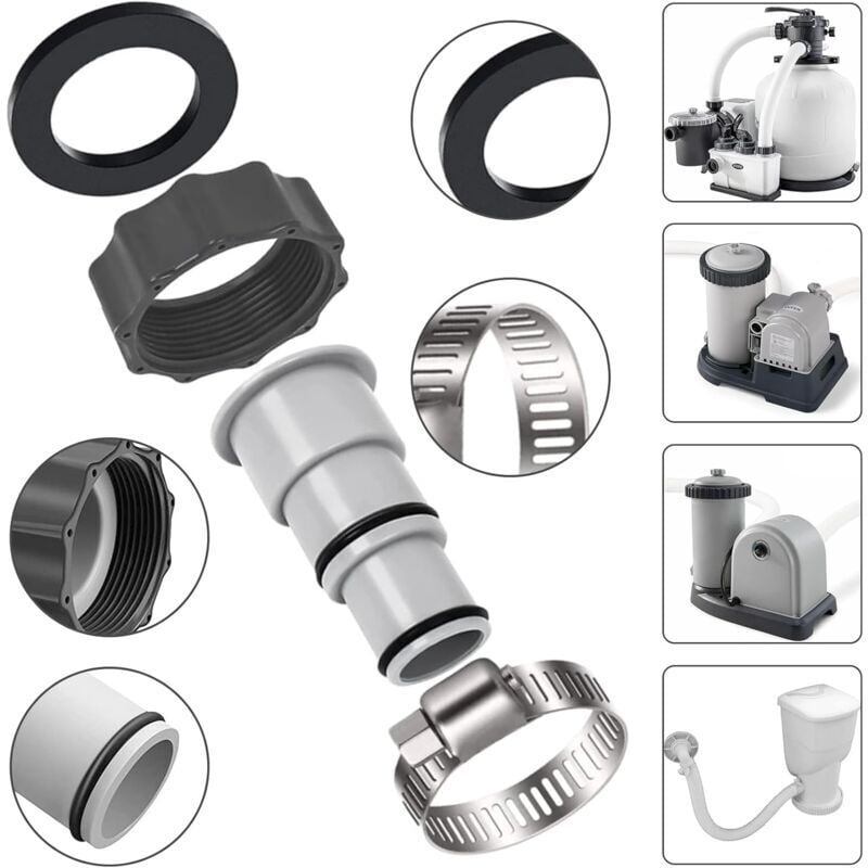 foto del prodotto adattatore per tubo flessibile della pompa della piscina, adattatore per tubo flessibile della piscina a, adattatore per tubo flessibile di ricambio,