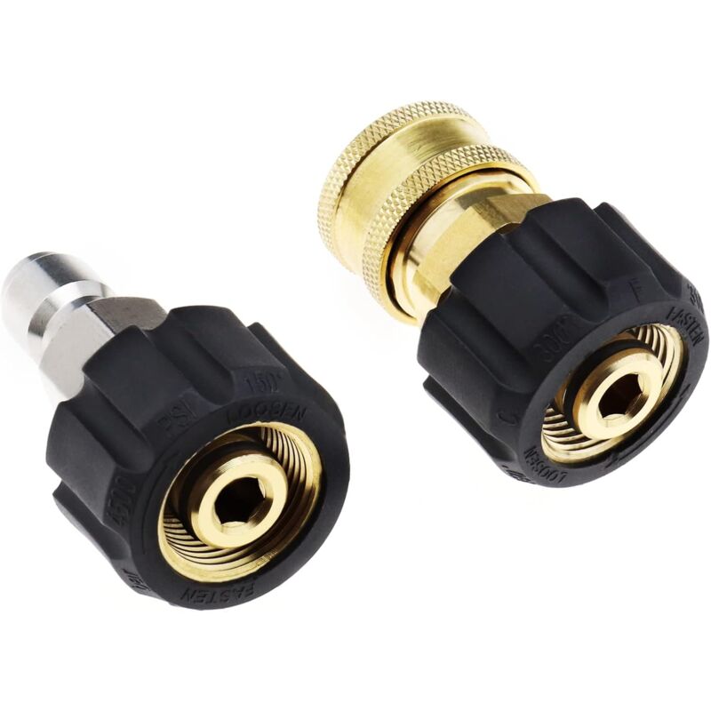 foto del prodotto adattatore per tubo flessibile per idropulitrice da 2 pezzi, filettatura femmina a attacco rapido da 3 8 e attacco rapido femmina da 3 8 a m22 14mm