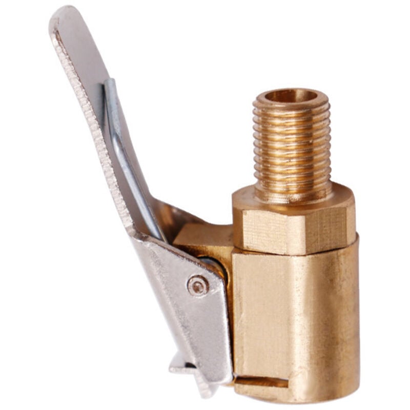 foto del prodotto adattatore per ugello di gonfiaggio pneumatici bloccabile in ottone, mandrini anti-perdita per pompa di gonfiaggio e compressore per veicoli,