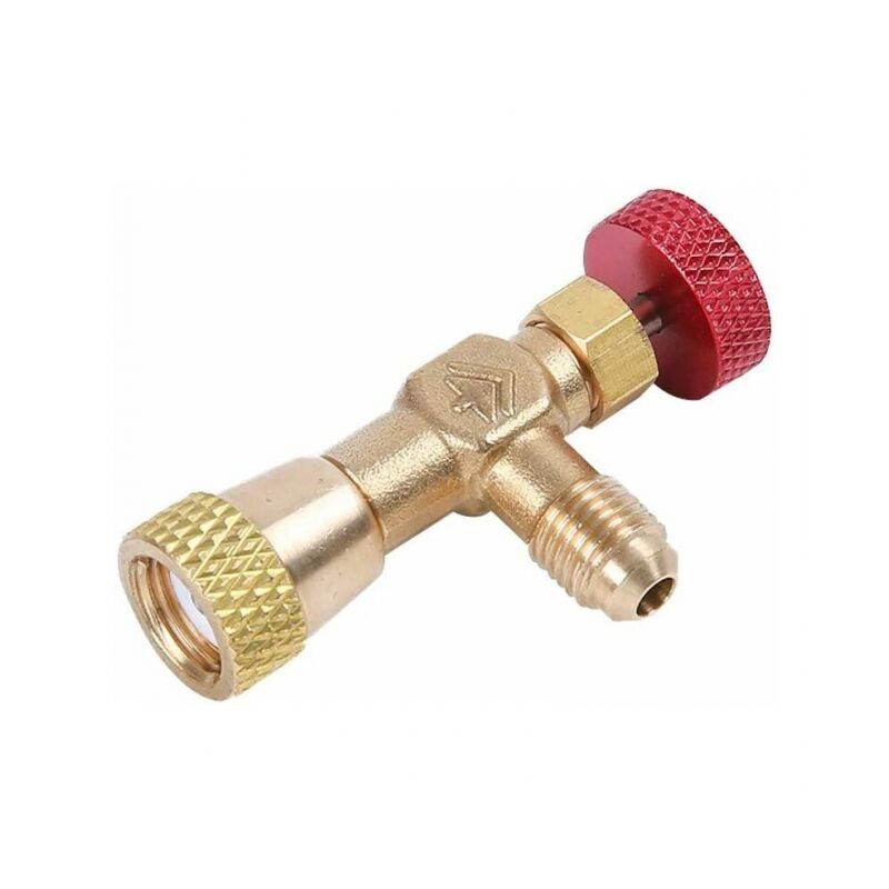 foto del prodotto adattatore per valvola del refrigerante sae da 1 4 per frigorifero con valvola di sicurezza per fluoro per r401a r32 o per r22 r404a r407c, vedi