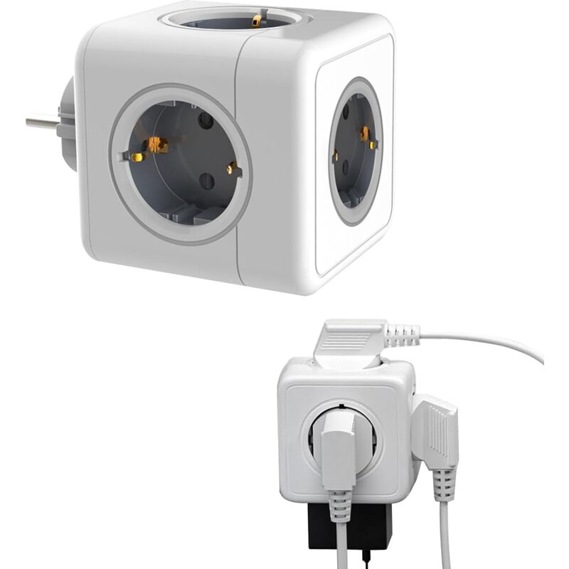 foto del prodotto adattatore presa cubo 5 in 1, multipresa universale da 16 a, presa da tavolo a ricarica rapida, presa di ricarica multipla, senza cavo, per ufficio,