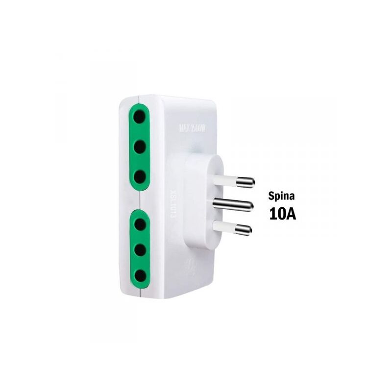 foto del prodotto adattatore quadruplo spina piccola 10a con 4 prese italiana 10a bianco extrastar xsl1012