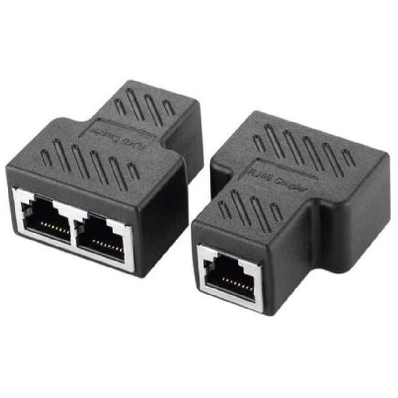 foto del prodotto adattatore rj45 splitter convertitore lan da 1 a 2 porte doppio sp l02 maxtech