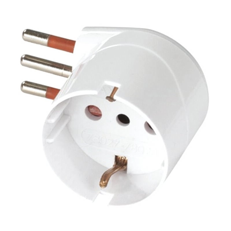 foto del prodotto adattatore salvaspazio schuko 90 2p t bianco 16a
