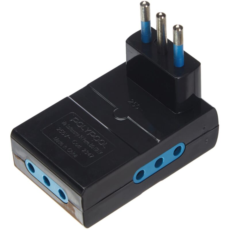 foto del prodotto adattatore salvaspazio spina 10a 3 prese 10a nero