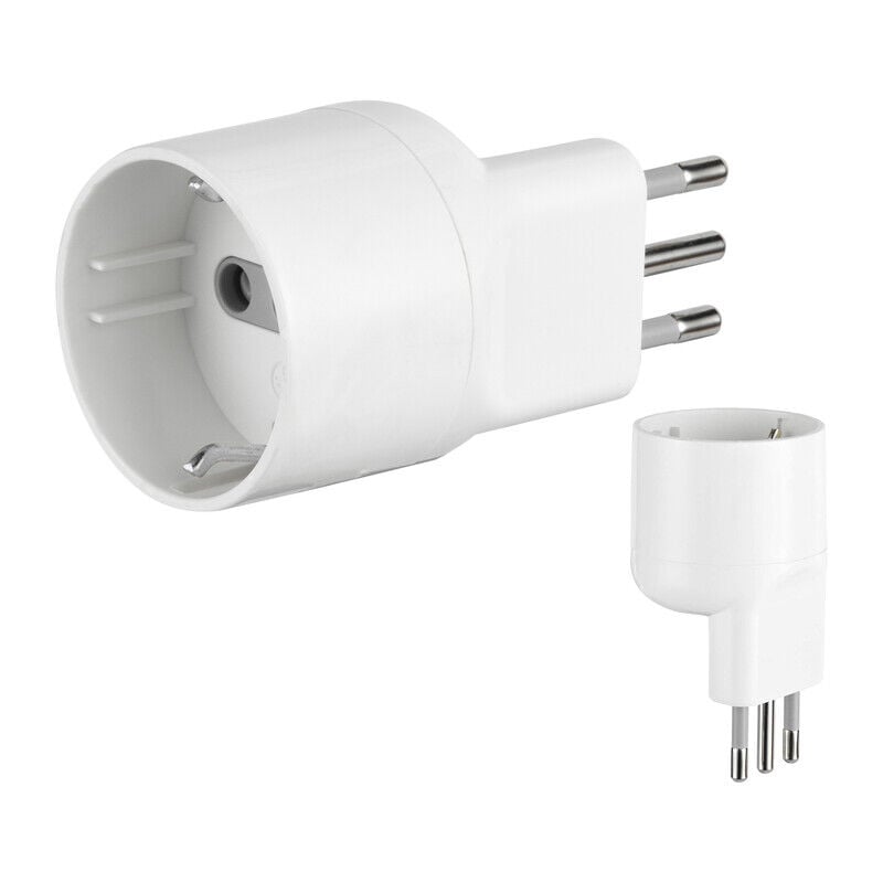 foto del prodotto adattatore schuko disassato salvaspazio 10a bianco fig.16. prezzo per 1 pezzo.
