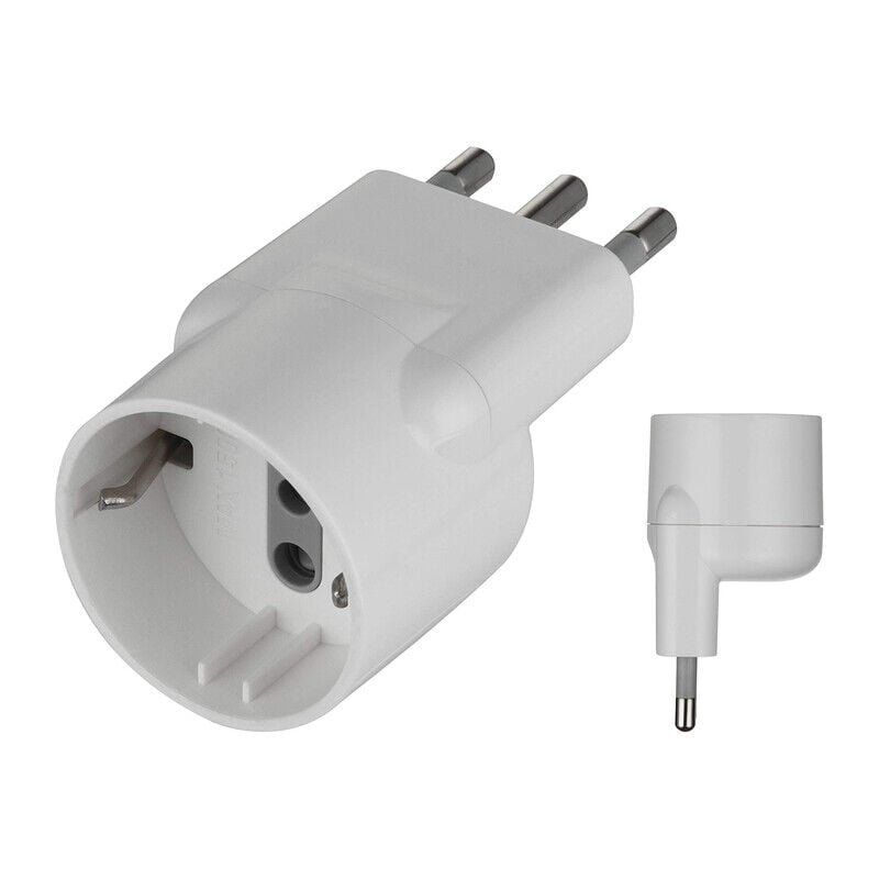 foto del prodotto adattatore schuko disassato salvaspazio 16a bianco fig.16. prezzo per 1 pezzo.