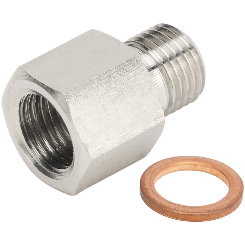 foto del prodotto adattatore sensore manometro a tenuta stagna in acciaio inossidabile da 1 8 pollici npt femmina a m10x1,0 maschio con guarnizione eosnow