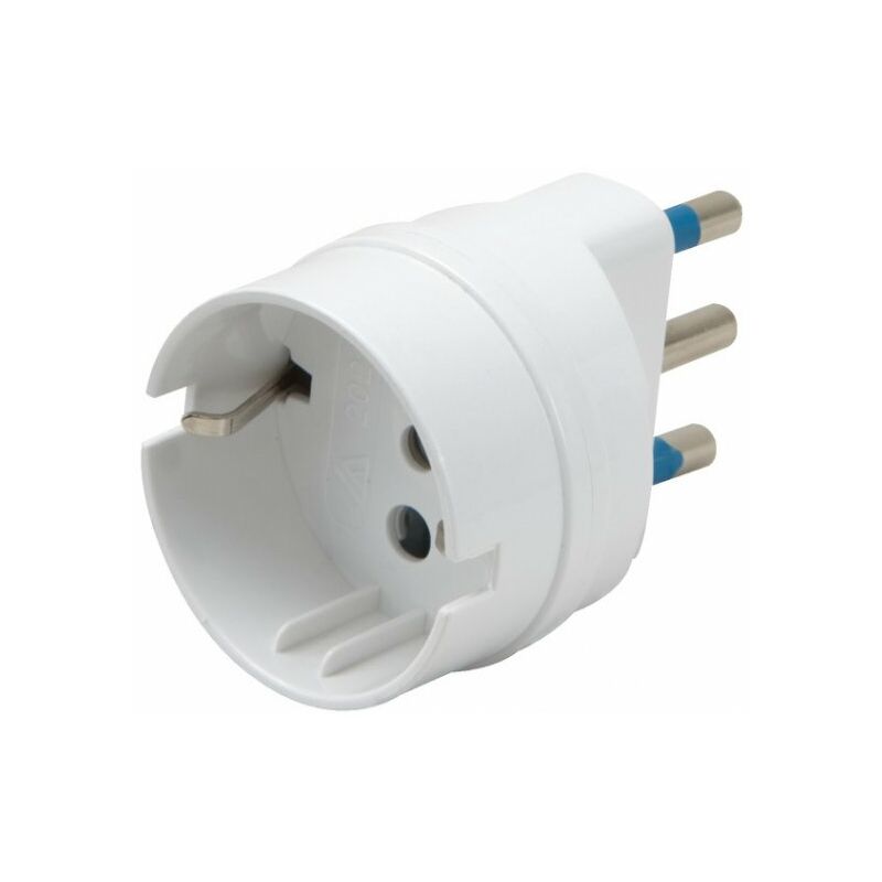foto del prodotto adattatore spina 16 a 2 p t prese schuko 10 a 2 p t bianco