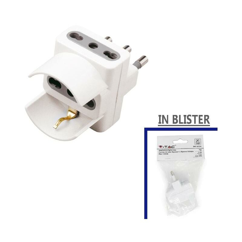 foto del prodotto adattatore spina 16a 2 prese 10 16a bipasso 1 bipasso schuko