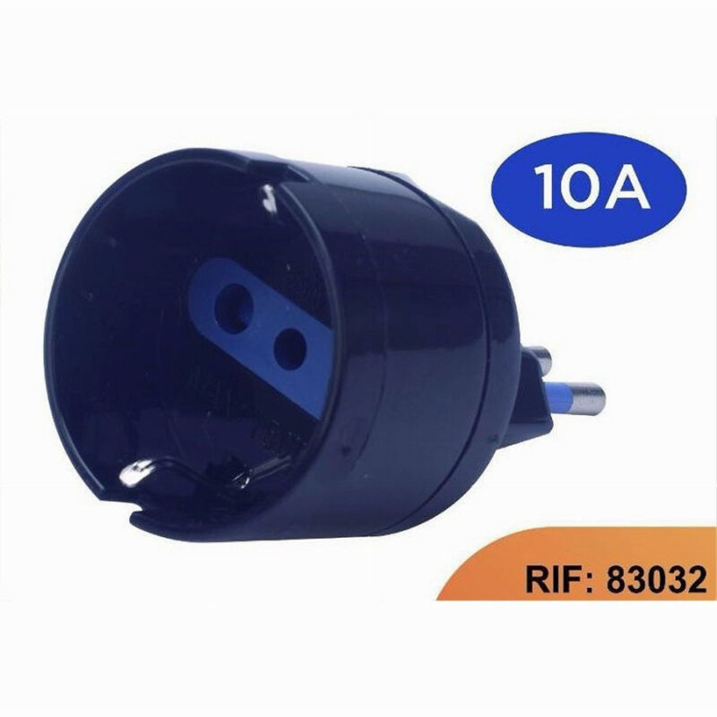 foto del prodotto adattatore spina elettrica 2p t 10a schuko standard italiano tedesco nero 83032 trade shop traesio