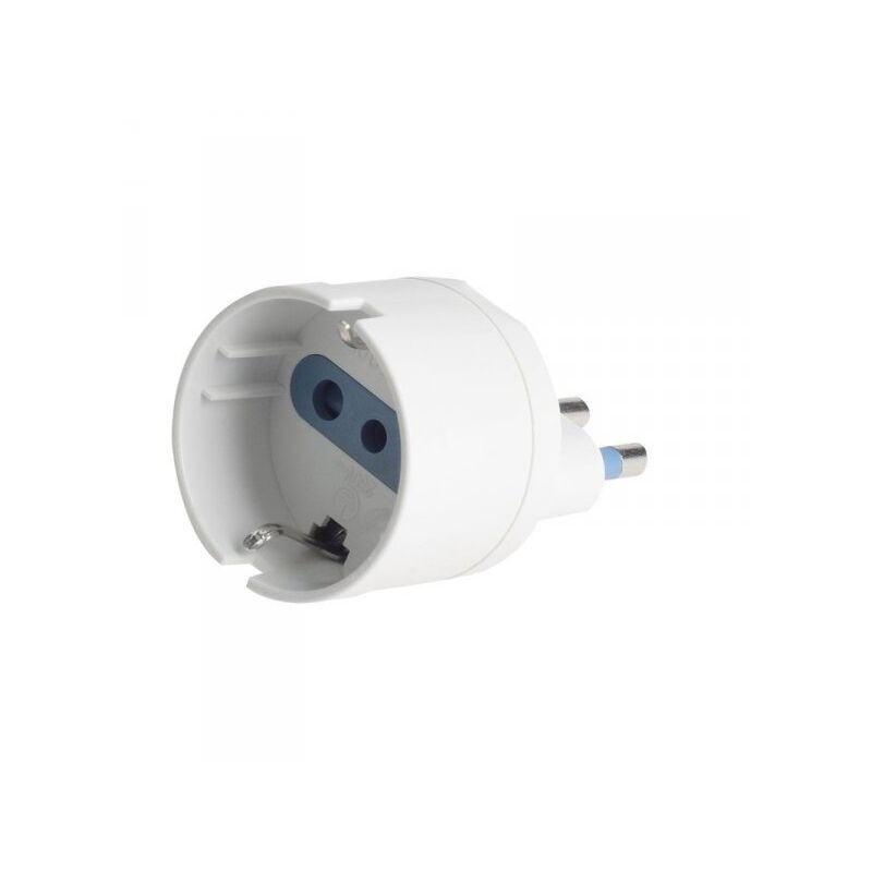 foto del prodotto adattatore spina elettrica 2p t 16a con 1 presa ita 10a schuko 16a 2p t 250v max 1500w bianco