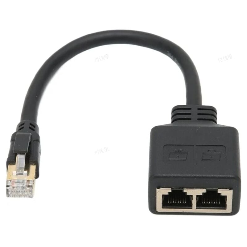 foto del prodotto adattatore splitter rj45, adattatore splitter di rete ethernet rj45 da 1 a 2 porte, adattatore splitter per cavo di rete cat8 per casa e ufficio