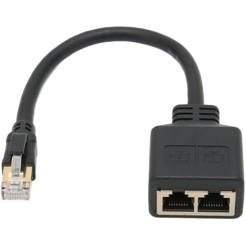 foto del prodotto adattatore splitter rj45, adattatore splitter di rete ethernet rj45 da 1 a 2 porte, adattatore splitter per cavo di rete cat8 per casa e ufficio