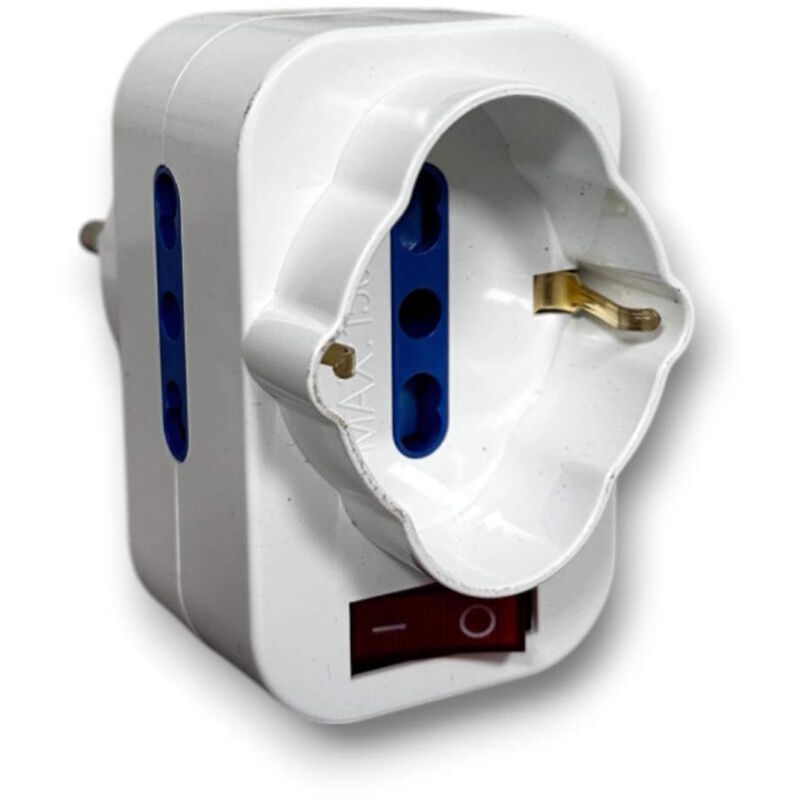 foto del prodotto adattatore triplo 16 a con interruttore con sipna girevole a 90 riduttore