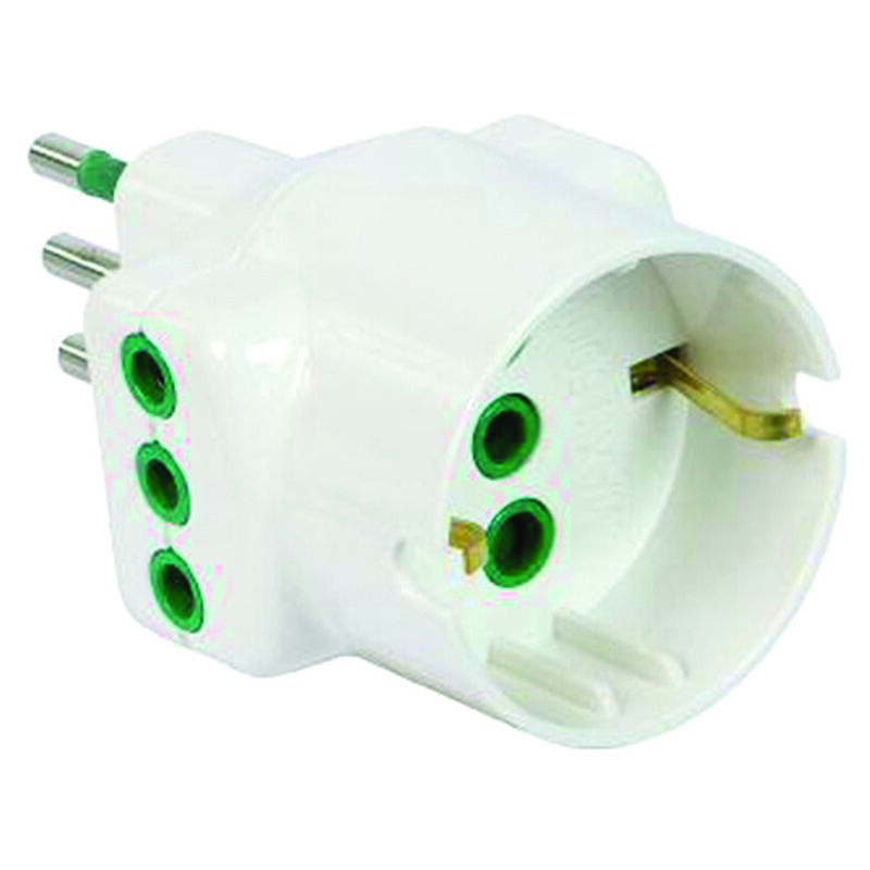 foto del prodotto adattatore triplo 2p t schuko bipasso bianco linea garanti bianco 82670 e