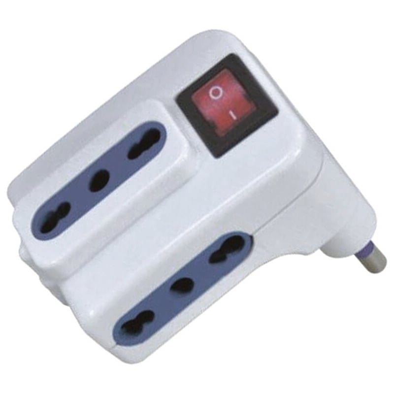 foto del prodotto adattatore triplo con interruttore bianco spina 16a colore bianco