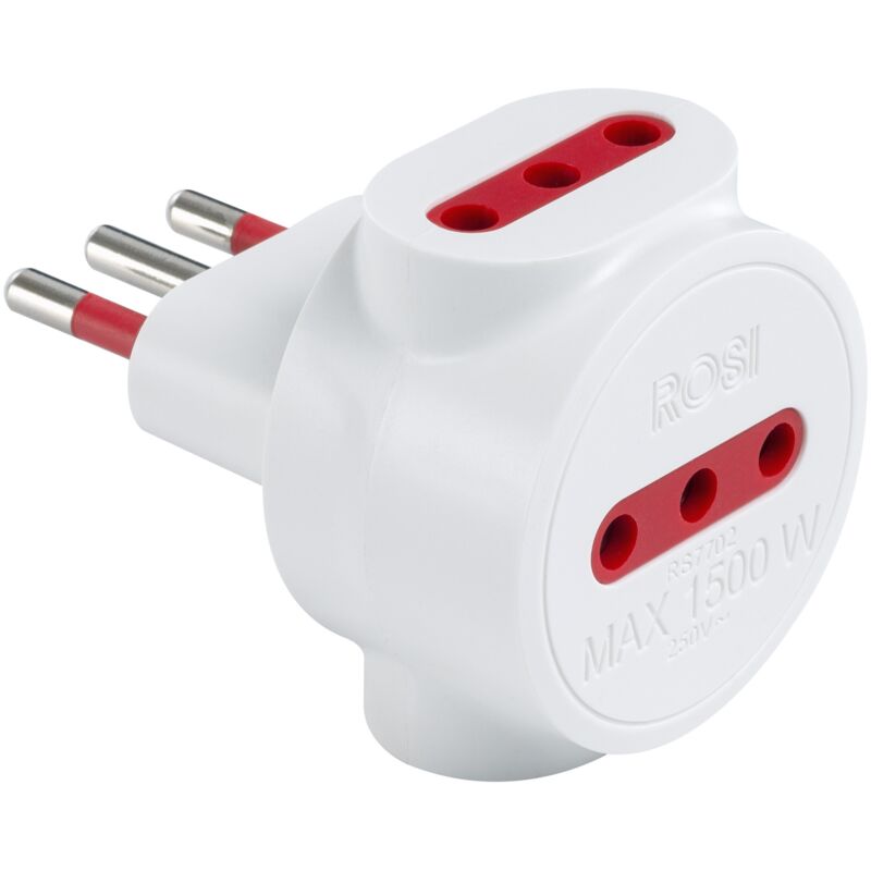 foto del prodotto adattatore triplo da spina 10a a 3 prese 10a, bianco, serie emilia specialist - rosi rs7702b
