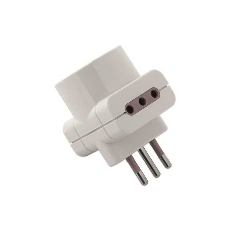 foto del prodotto adattatore triplo presa schuko 10a p11 spina 10a s11 bianca