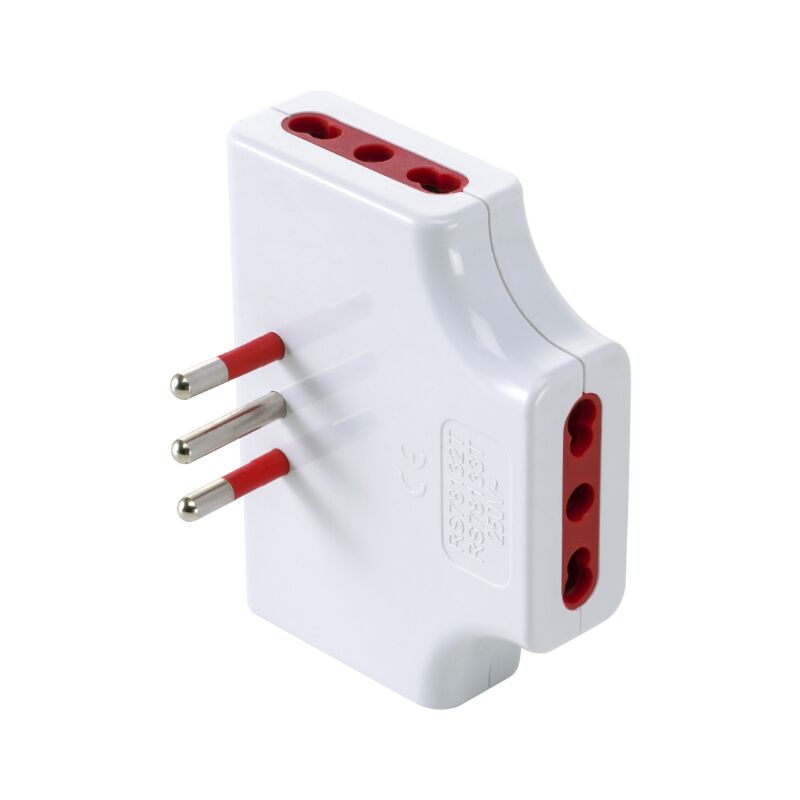 foto del prodotto adattatore triplo rosi 2p t 10 16a 250v bianco rs78132t