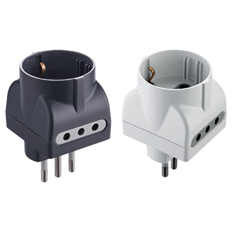 foto del prodotto adattatore triplo schuko bivalente 2p t presa 10 16a 2p t colore nero