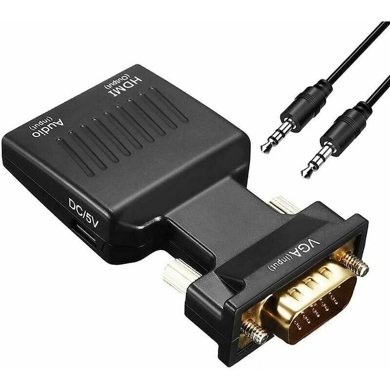 foto del prodotto adattatore vga a hdmi 1080p convertitore vga maschio a hdmi femmina con cavo audio e cavo di ricarica usb per pc hdtc monitor portatile proiettore