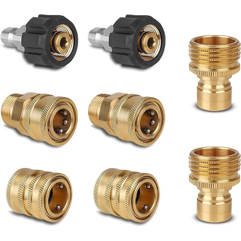 foto del prodotto adattatori per idropulitrice, raccordi per tubi flessibili a sgancio rapido, giunti in ottone da m22-14 girevoli a 3/8' a sgancio rapido, 3/4'