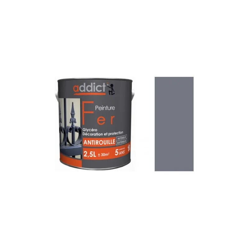 foto del prodotto addict 2,5 litri vernice grigio argento antiruggine, interno ed esterno