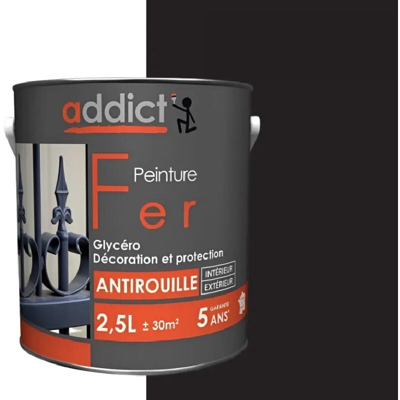 foto del prodotto addict vernice antiruggine per ferro, nero intenso, 2,5 litri, per interni ed esterni