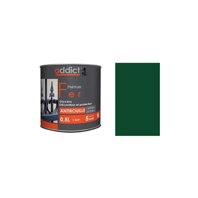 foto del prodotto addict vernice antiruggine, verde muschio, da 2,5 litri, per interni ed esterni.