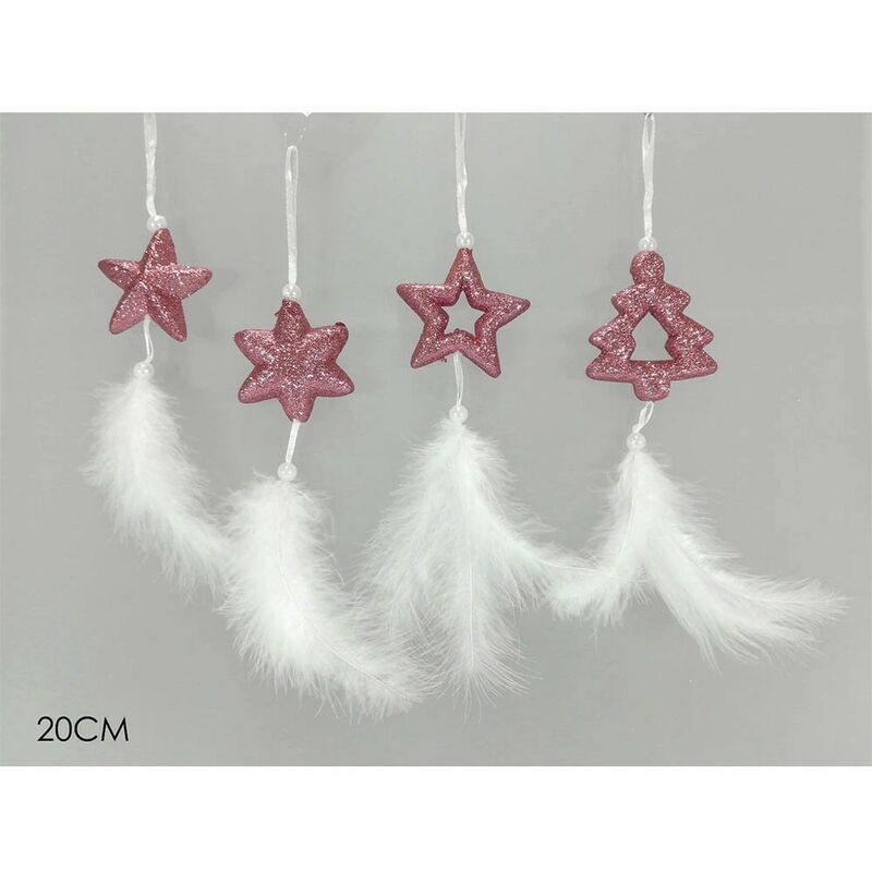 foto del prodotto addobbi per albero di natale da decorazioni natalizie in rosa antico con piume 20 cm