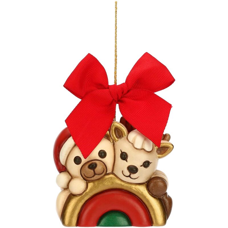 foto del prodotto addobbo natalizio teddy e renna robin in ceramica decorata a mano, versione maxi, decorazioni natale casa, 7.3x5x7 cm h thun