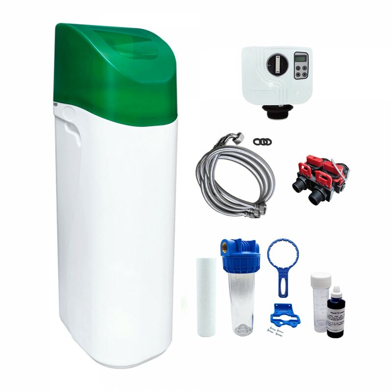 foto del prodotto addolcitore acqua 14l valvola canature completo di accessori da 1 a 3 persone