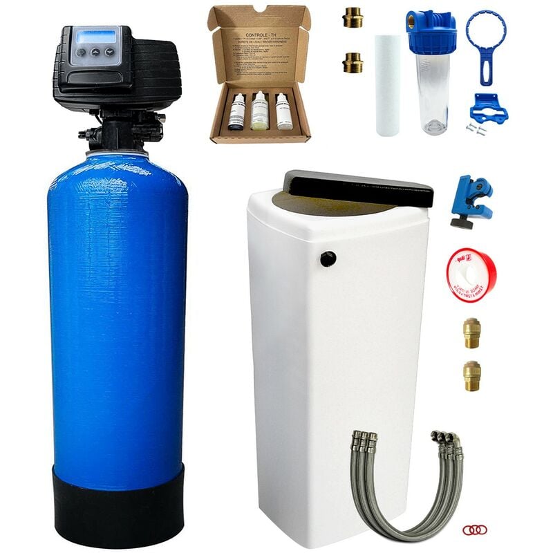 foto del prodotto addolcitore acqua biblocco 14l toodo fleck 5600 sxt completo di kit di installazione