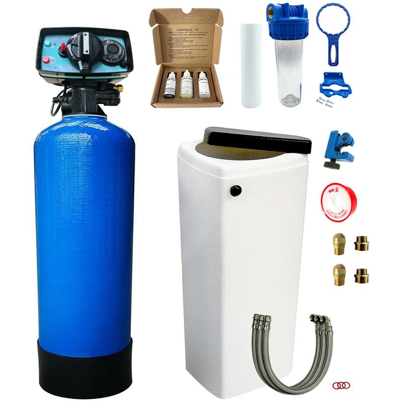foto del prodotto addolcitore acqua biblocco 25l toodo fleck 5600 volumetrico meccanico completo di kit installazione
