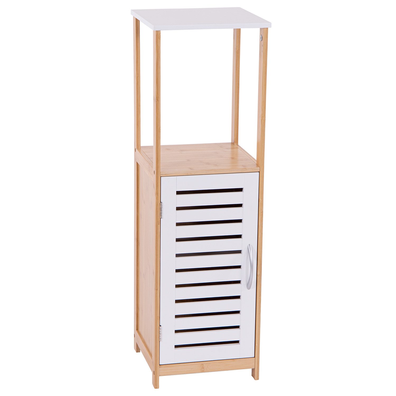 foto del prodotto adelaide mobiletto multiuso con 1 ripiano e 1 anta 30x30x96h cm naturale bianco