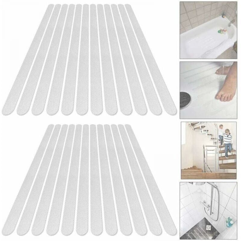 foto del prodotto adesivi antiscivolo di alta qualit per vasche da bagno e scale trasparenti 24 pezzi 2 x 20 cm 