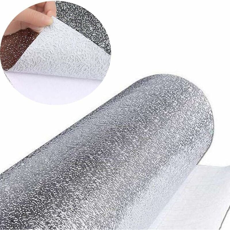 foto del prodotto adesivi autoadesivi in carta stagnola argentata per cucina, adesivi in carta stagnola per cucina, adesivi impermeabili antiolio per fornelli 40 cm x