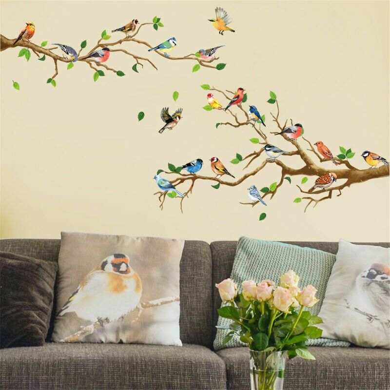 foto del prodotto adesivi murali uccelli rami adesivi murali camera da letto sfondo in pvc decorazione murale adesivi murali